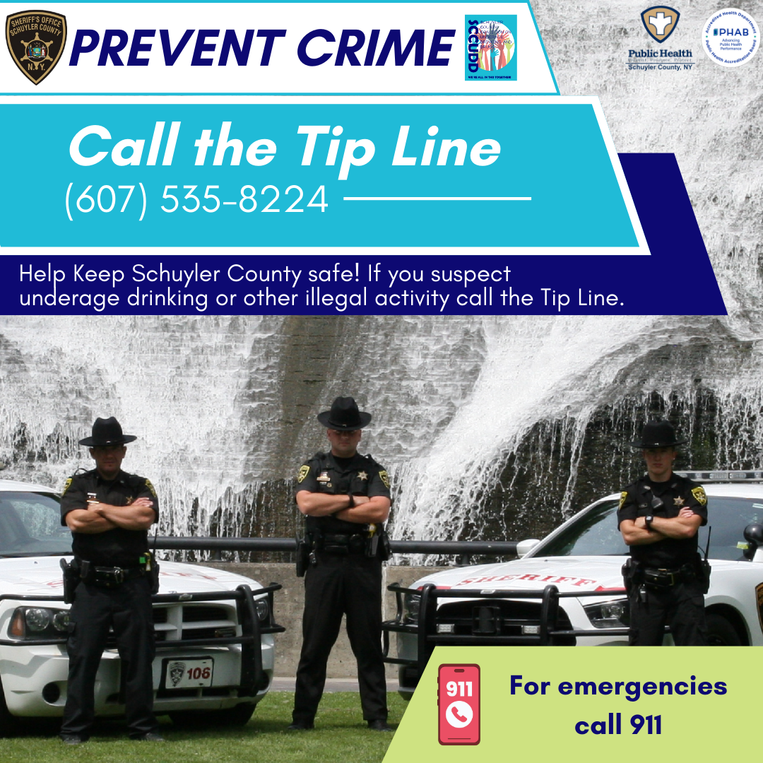 Image with information about how to call the tip line