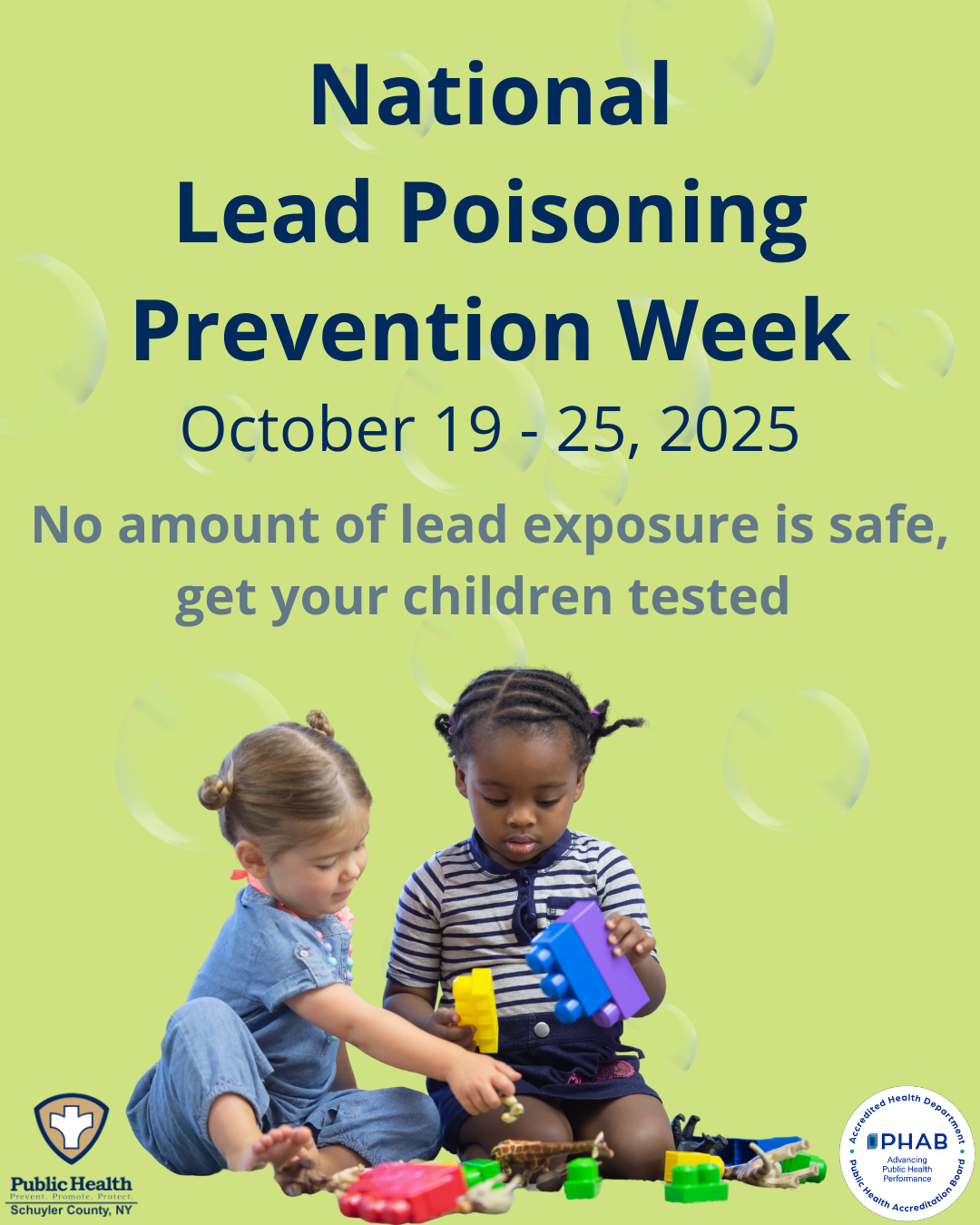 Image of two children playing. Contains information on lead poisoning prevention